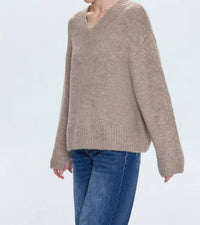 PISTOLA Talia V-neck Sweater in taupe - women's sweater - alternate view