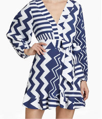 Milly - Women's Liv Patchwork Chevron Pleated Dress