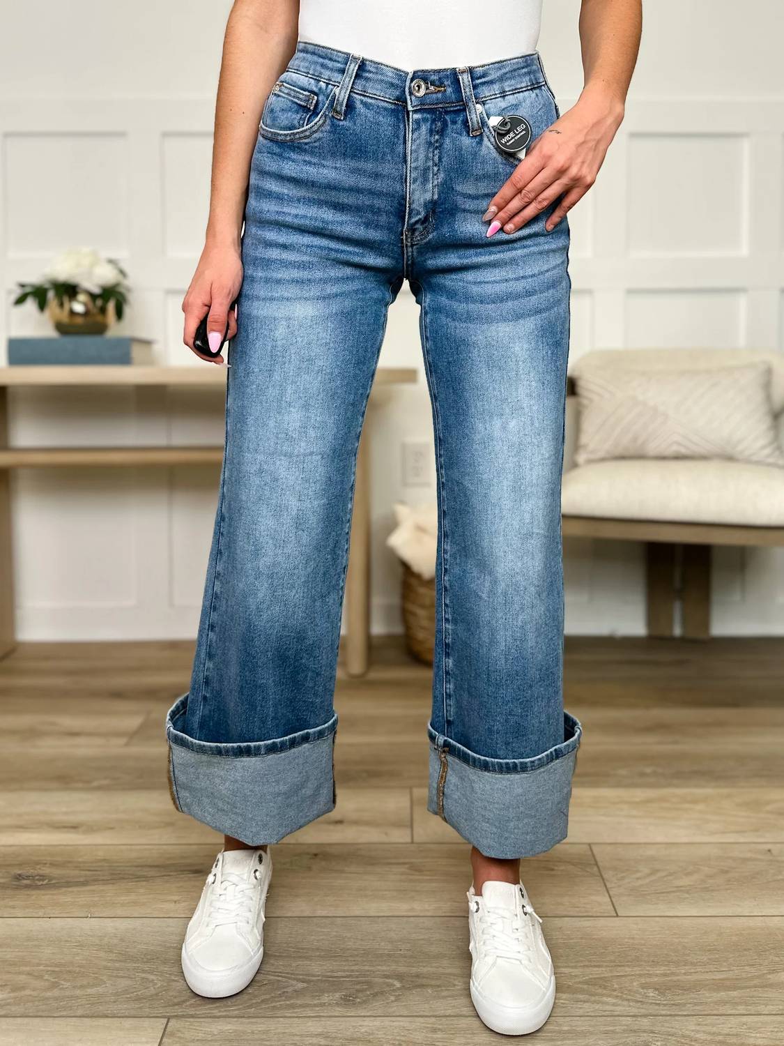 Saige Denim - Makayla Tummy Control Mid-rise Wide Leg Jeans