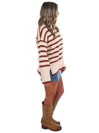 Mello - Storied Stripe Oversized Turtleneck Sweater