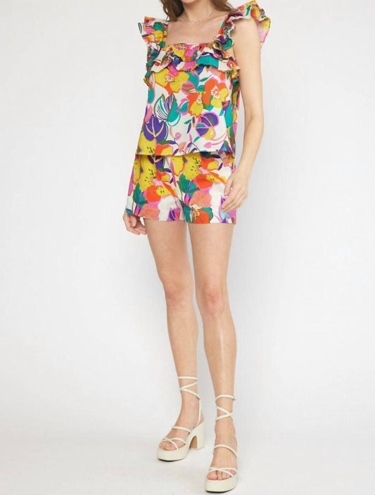 Entro - Floral High Waisted Shorts