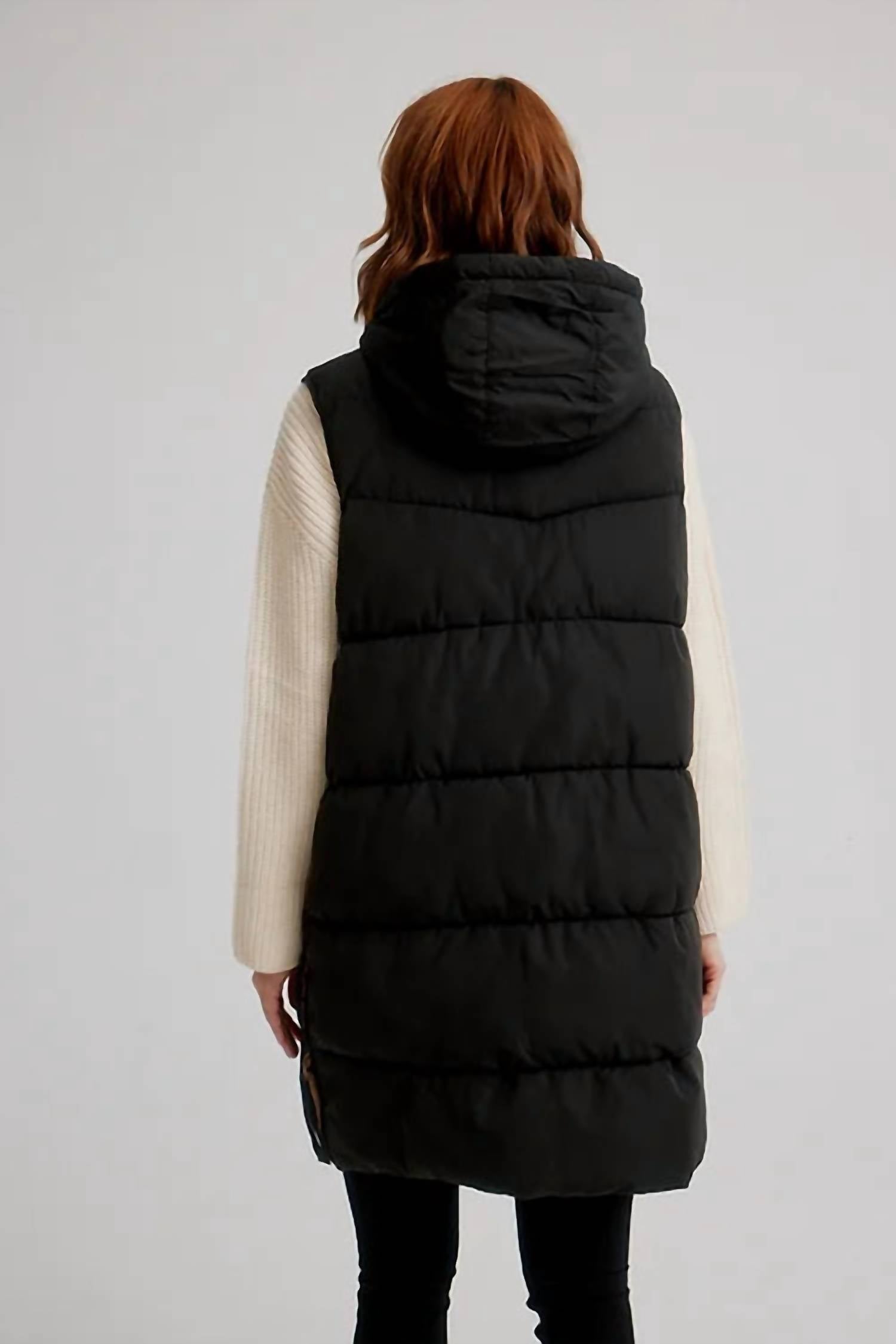 NIKKI JONES Super Light Quilted Puffer Vest in black - women's jacket - alternate view