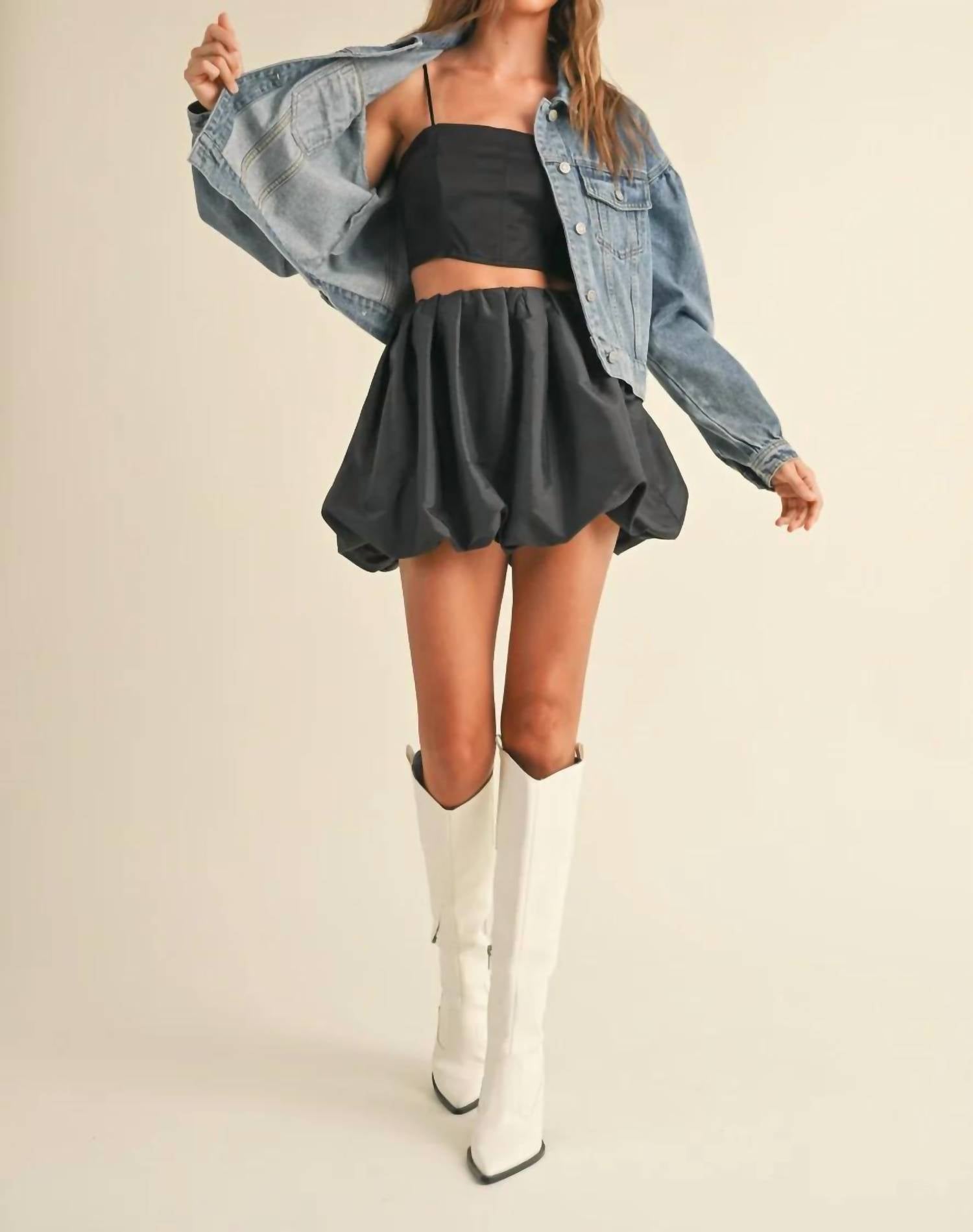 Miou Muse - Taffeta Bubble Mini Skirt
