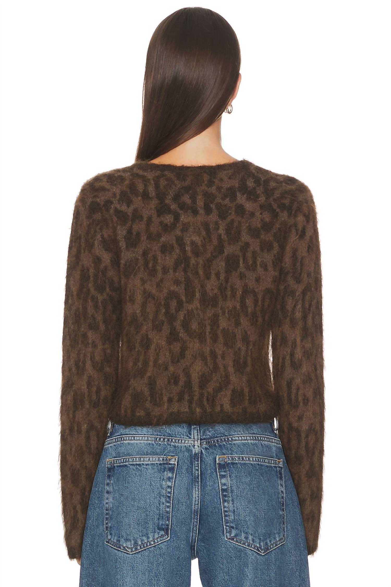 Astr - Fuzzy Crewneck Cardigan
