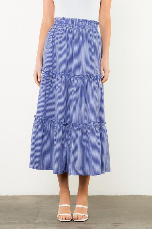 Thml - Tiered Striped Elastic Waist Skirt