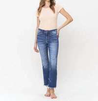Flying Monkey - High Rise Raw Hem Slim Straight Jeans