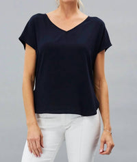 Lola & Sophie - Hybrid Drop Shoulder V-Neck T-Shirt
