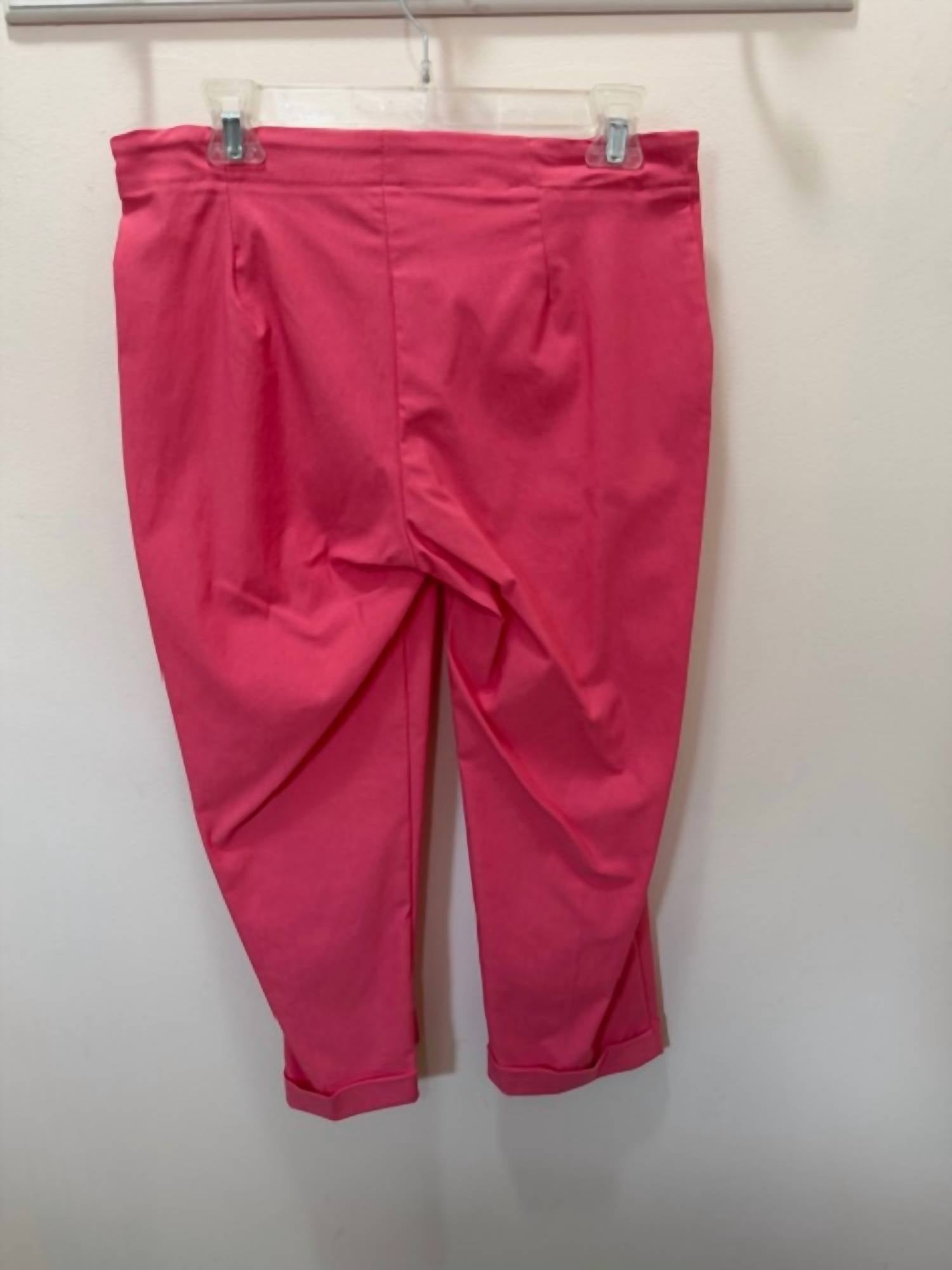 Cheryl Nash Women's Button Front Cuffed Crop Pant in grapefruit - women's pants - detail view