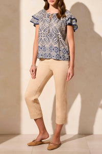 Tribal - Flutter Sleeve Blouse With Decorative Tape