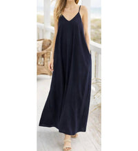 Before You Collection Harbor Linen Maxi Dress in navy - women's dress