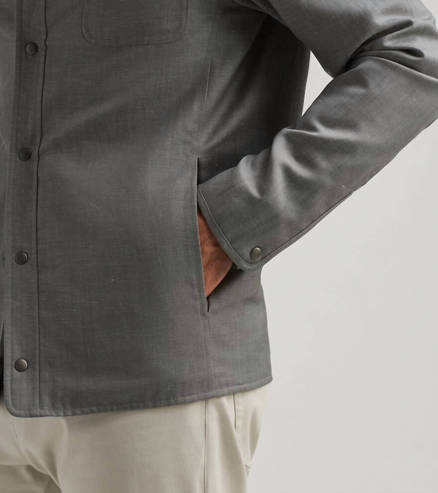 PETER MILLAR Portland Shirt Jacket in gale gray - men's jacket - alternate view