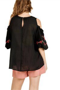Umgee - Floral Embroidered Peasant Top