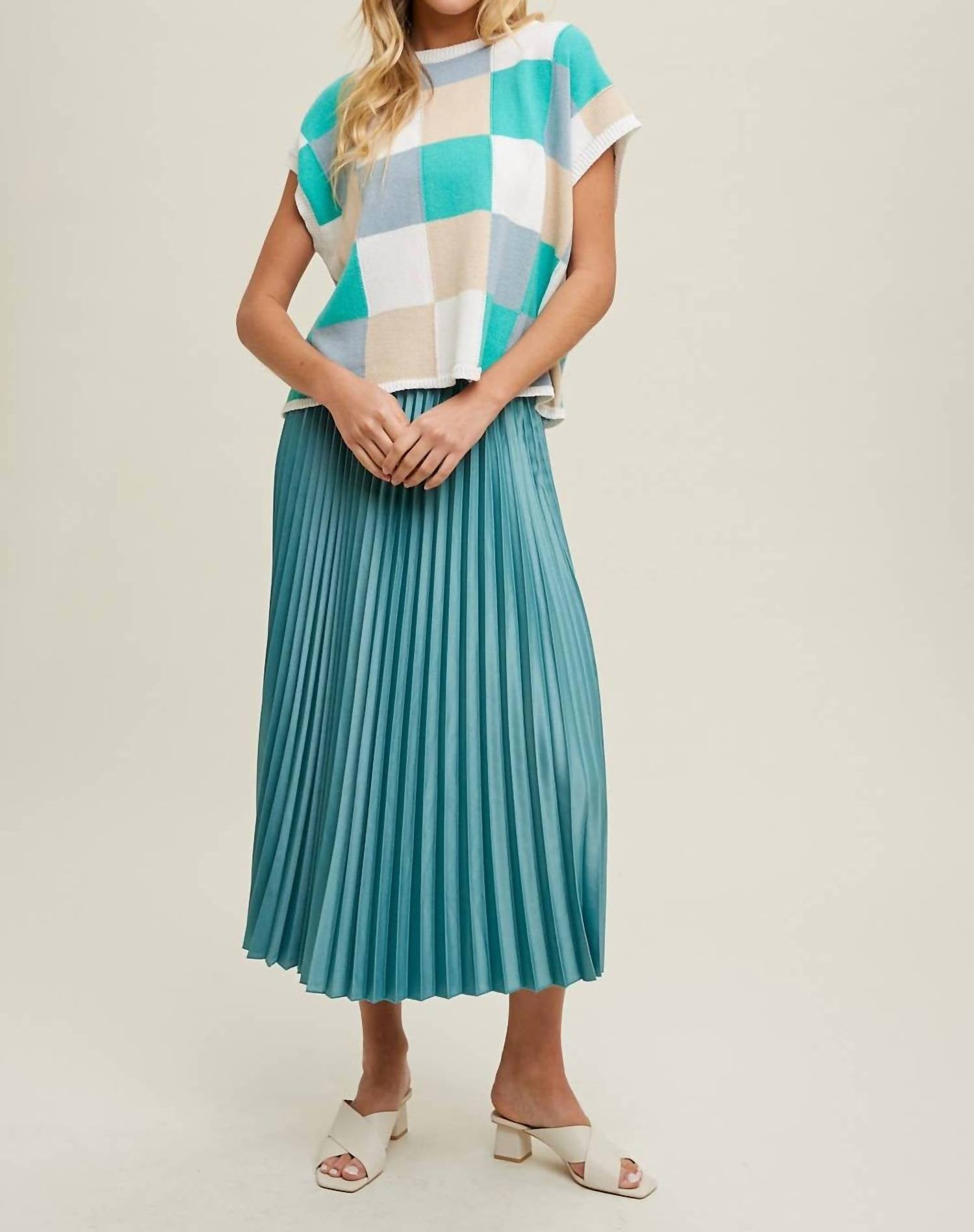 WISHLIST Dream Coastal Pleated Midi Skirt in sea - women's skirt - view 4
