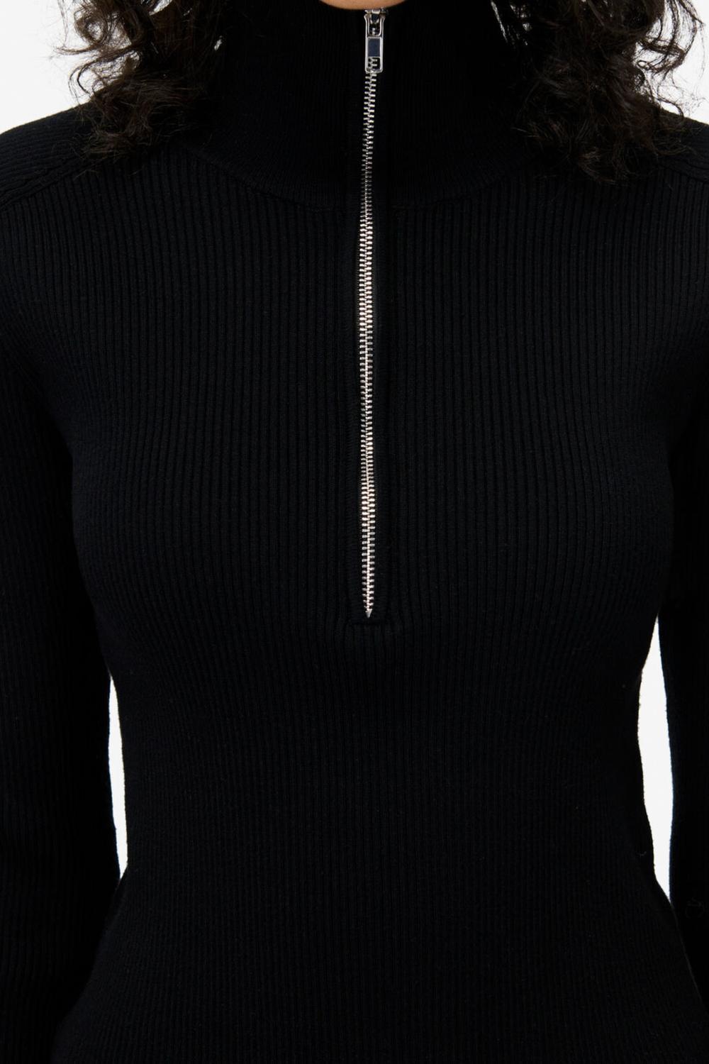 IRO Ambra Half Zip Ribbed Sweater in black - women's sweater - view 4