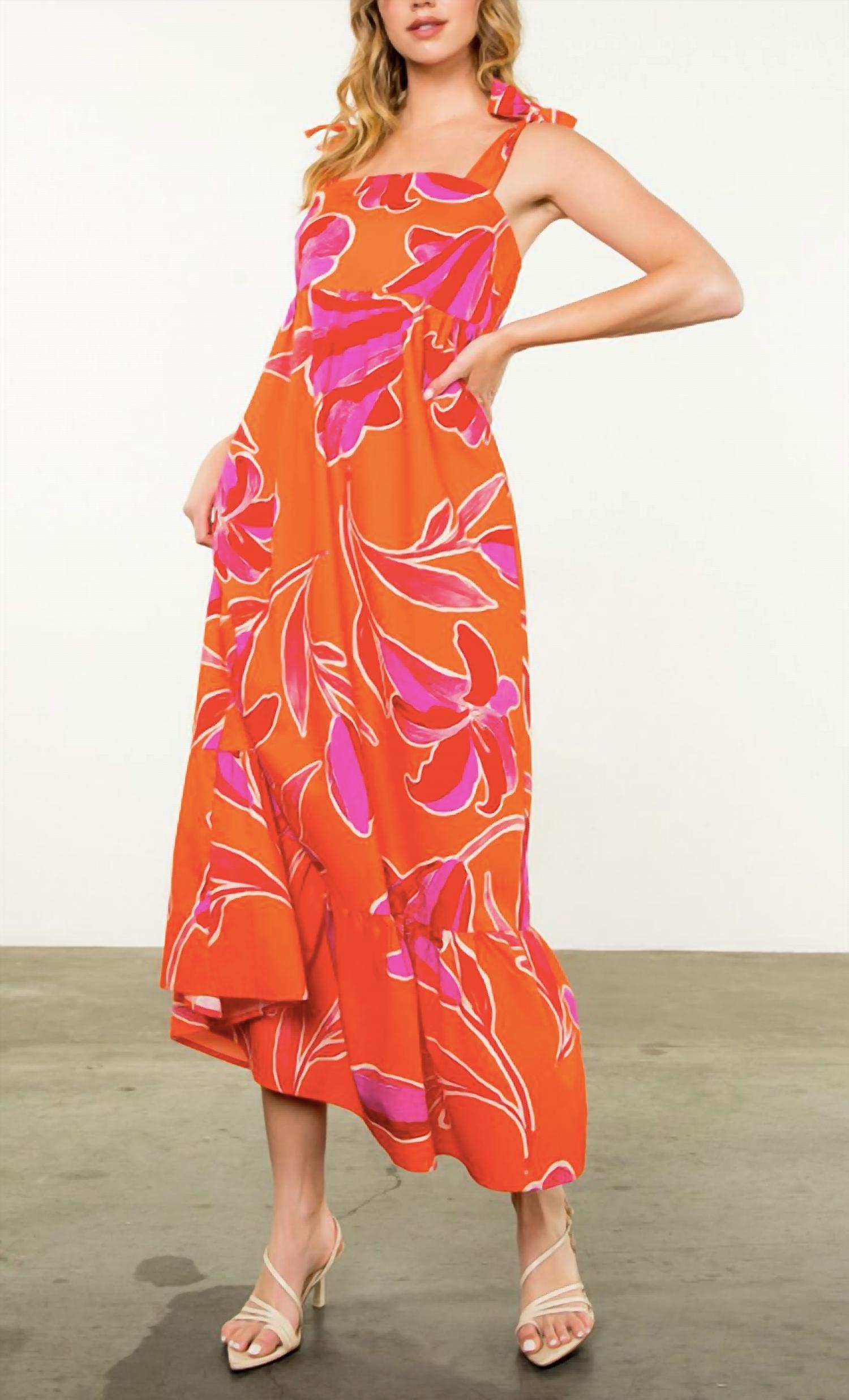 Thml - Tie Strap Flower Print Maxi Dress
