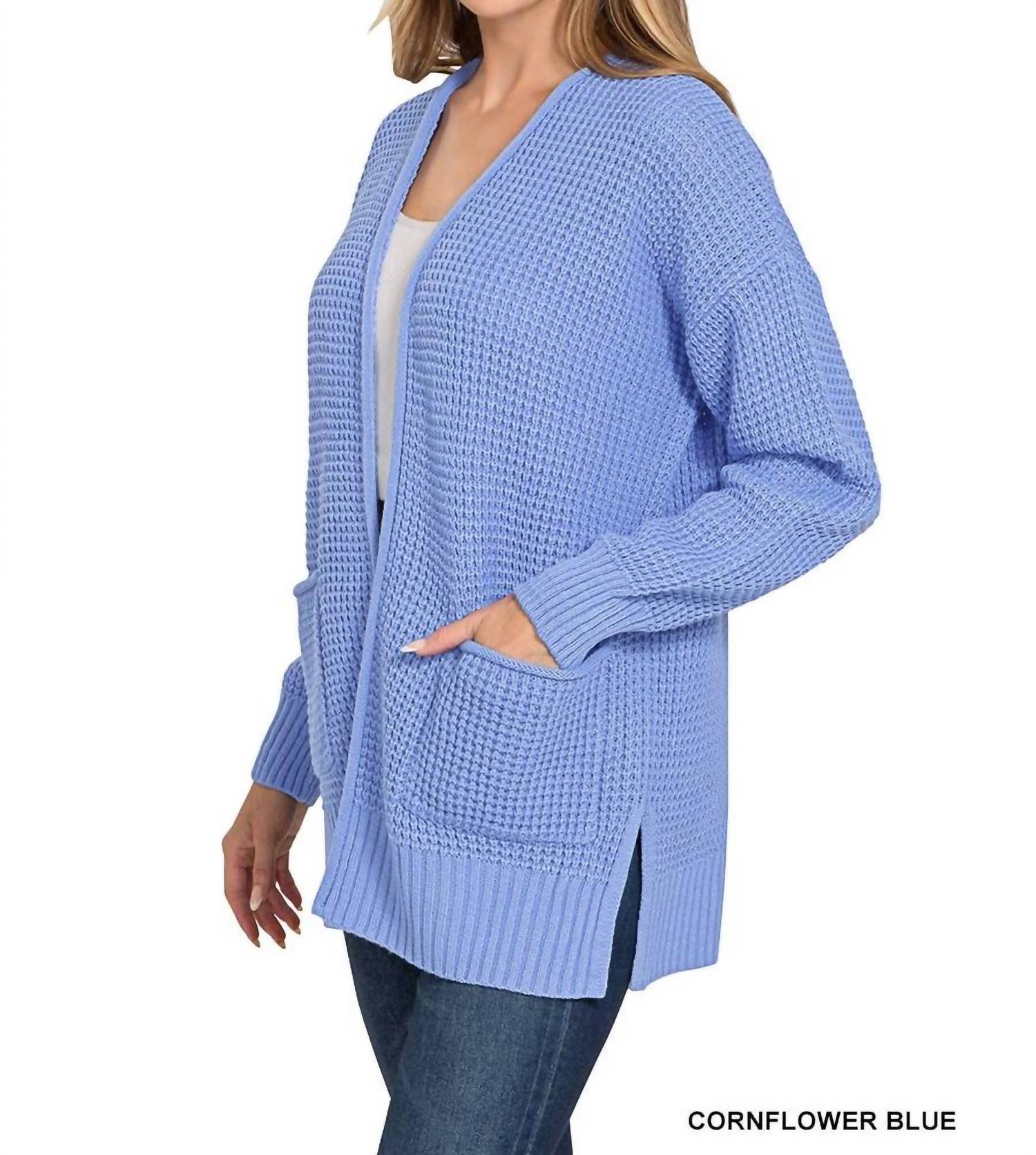 Vanilla Monkey - Cuddle Up Waffle Open Cardigan Sweater