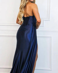 Cinderella Divine - Whitley Strapless Satin Slit Formal Dress