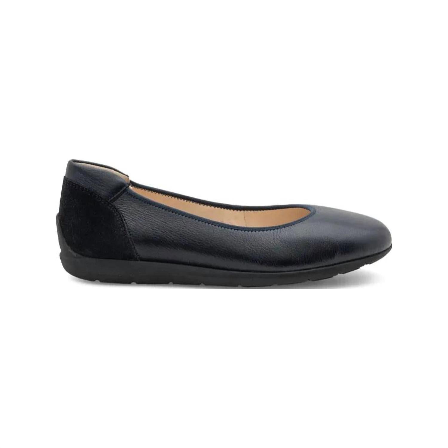 Ara Women's Sarah Ballet Flat in black calf and suede - women's flats