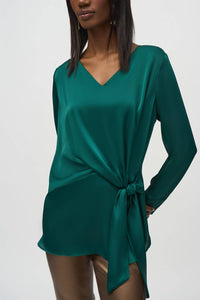 Joseph Ribkoff - Knotted Tie Front V Neck Top