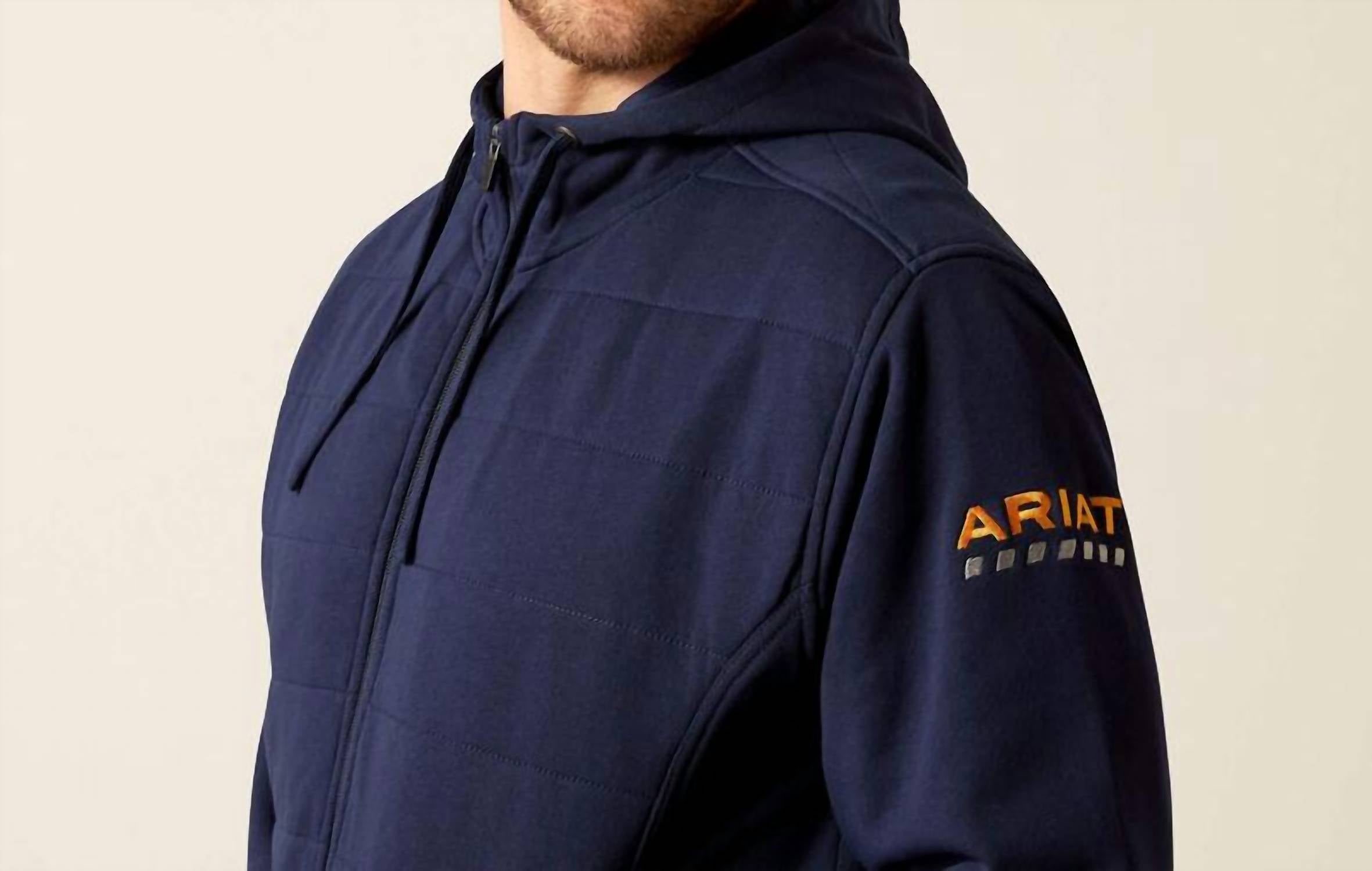 ARIAT Rebar All-weather Full Zip Hoodie in navy - men's shirt - view 4