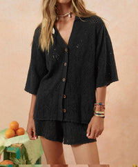 SPELL Rhodes Knit Short in onyx - women's shorts