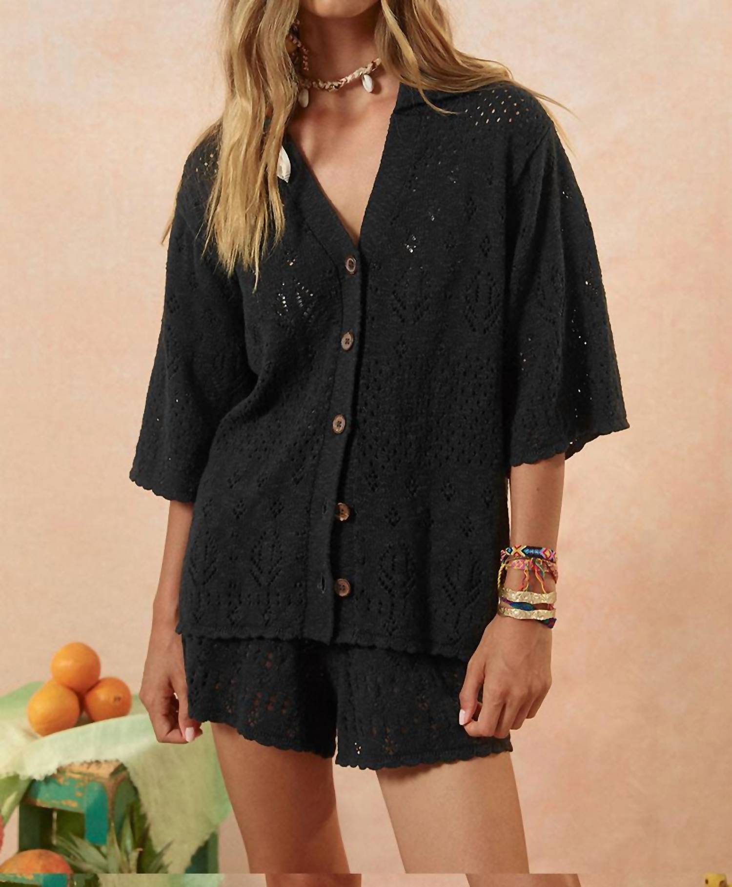 SPELL Rhodes Knit Short in onyx - women's shorts