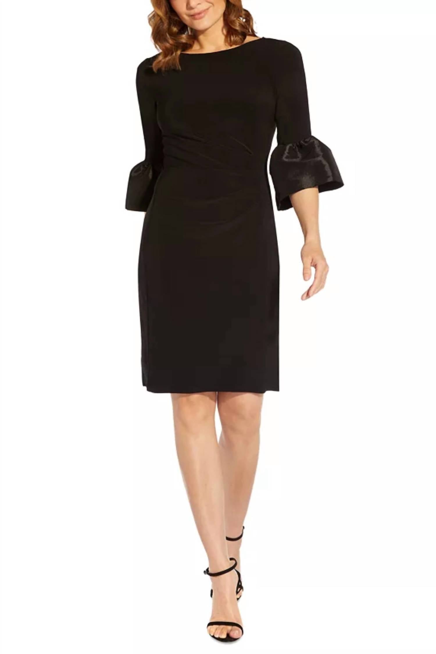 Adrianna Papell - Bell-cuff Draped Jersey Dress