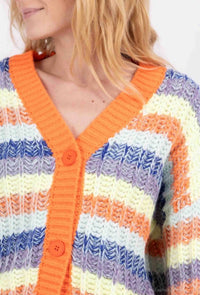 See U Soon - Striped Button Down Cardigan