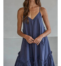 By Together - Gabriella V Neck Ruffle Trim Maxi Dress
