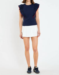 English Factory - Contrast Ruffled Knit Top