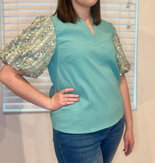 Coquette - Julia Sequin Sleeve Top