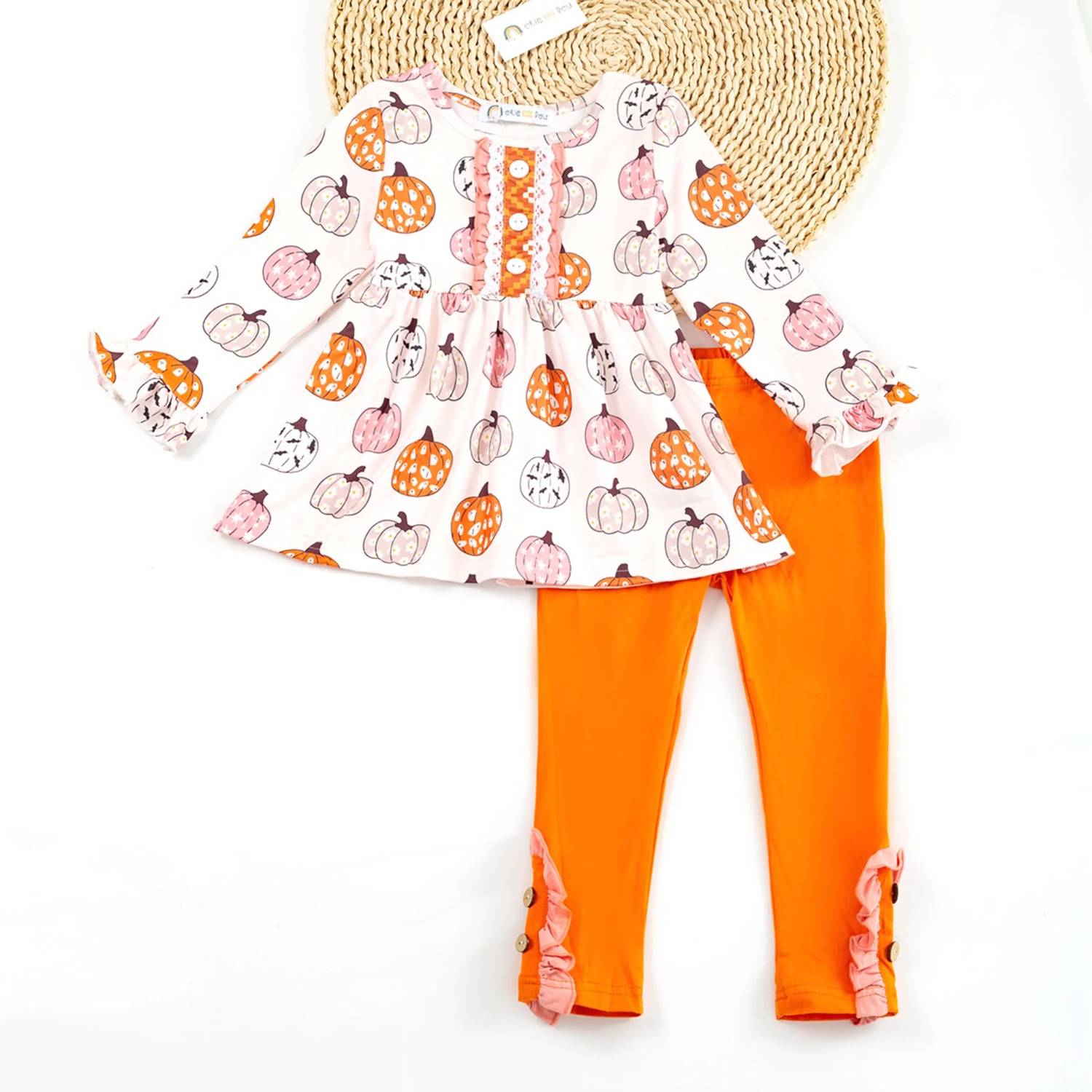 Okie + Lou - Girls Pumpkin Spice And Everything Nice Pant Set