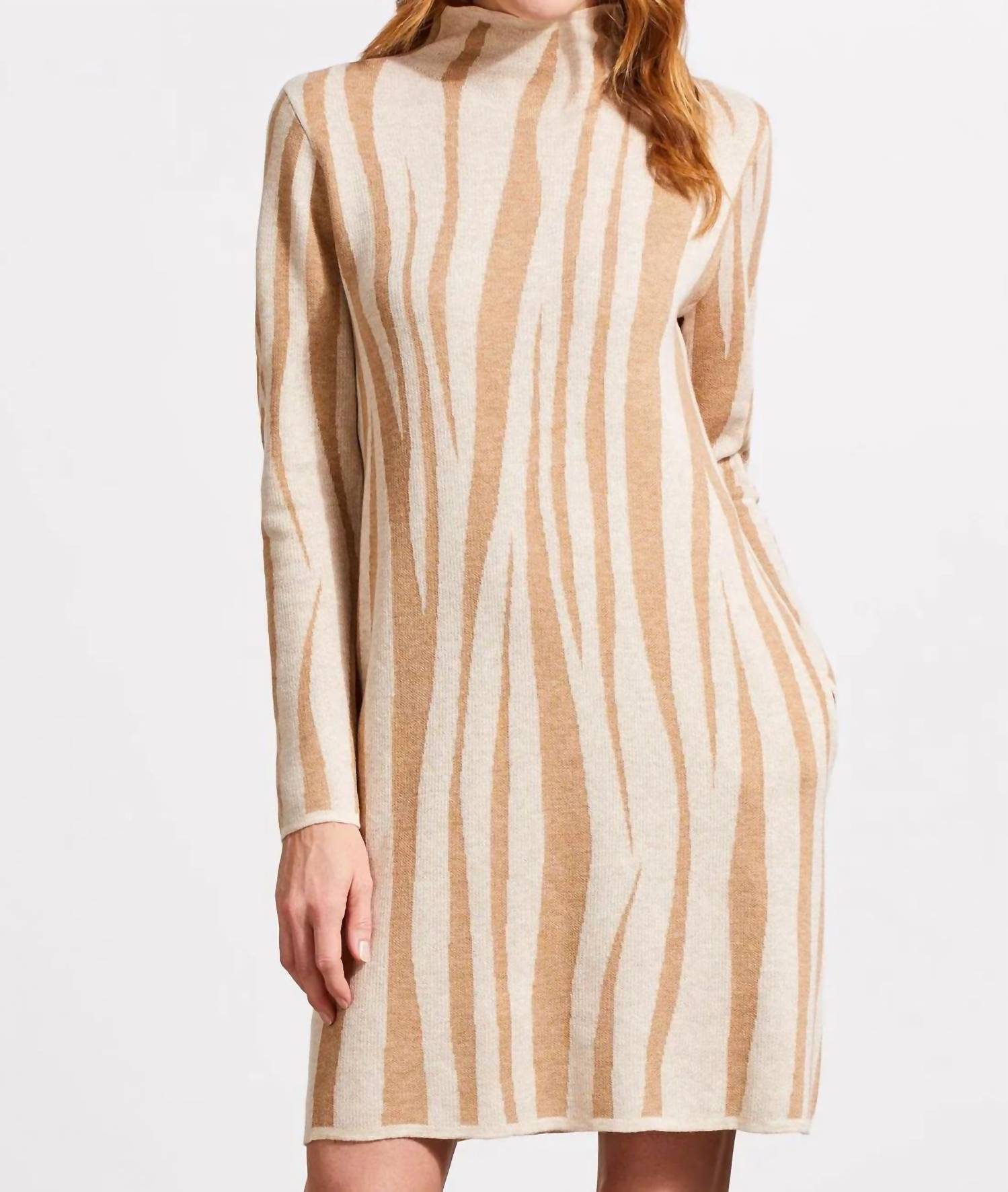 Tribal - Fannie Funnel Neck Jacquard Mini Sweater Dress
