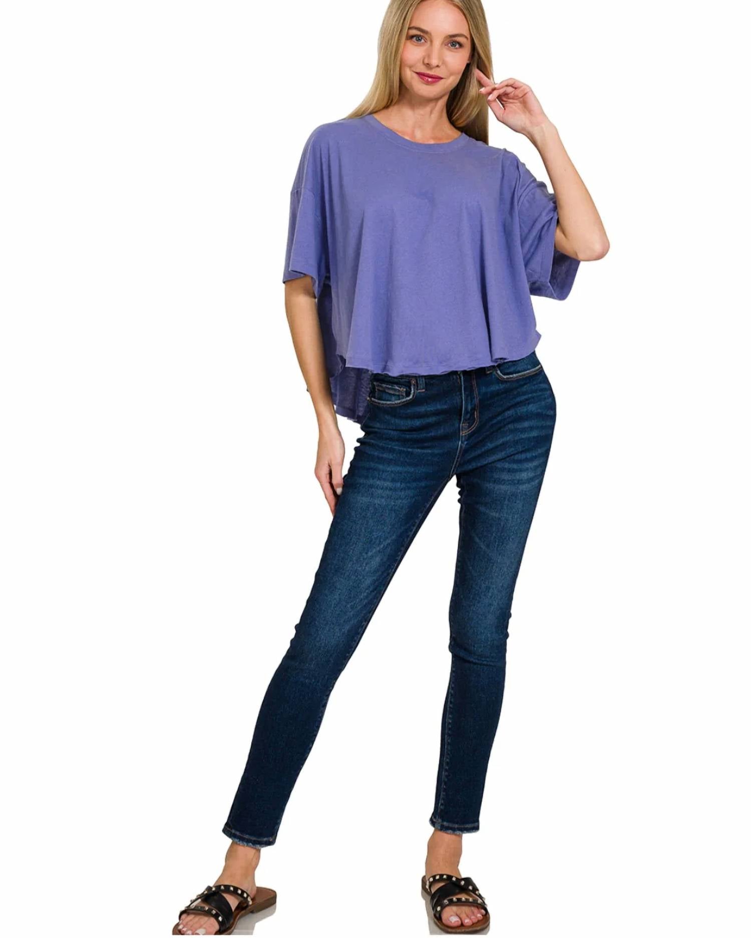 Zenana - Round Short Sleeve Top