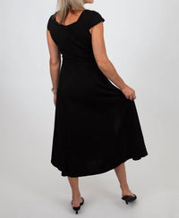 Cozy Casual - Scoop Neck Slit Maxi Dress