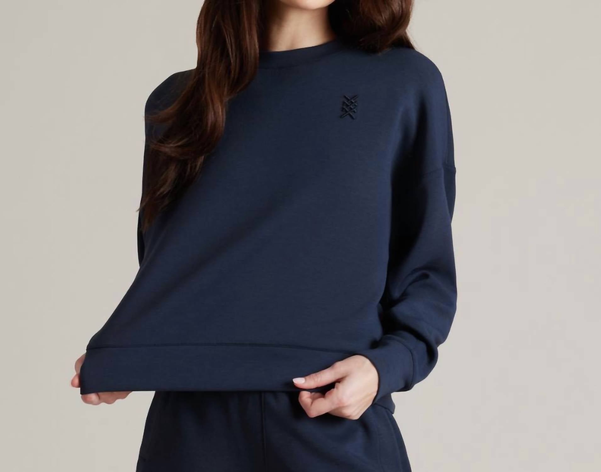 RHONE Dreamglow Crew Neck Sweatshirt in navy blue - women's top
