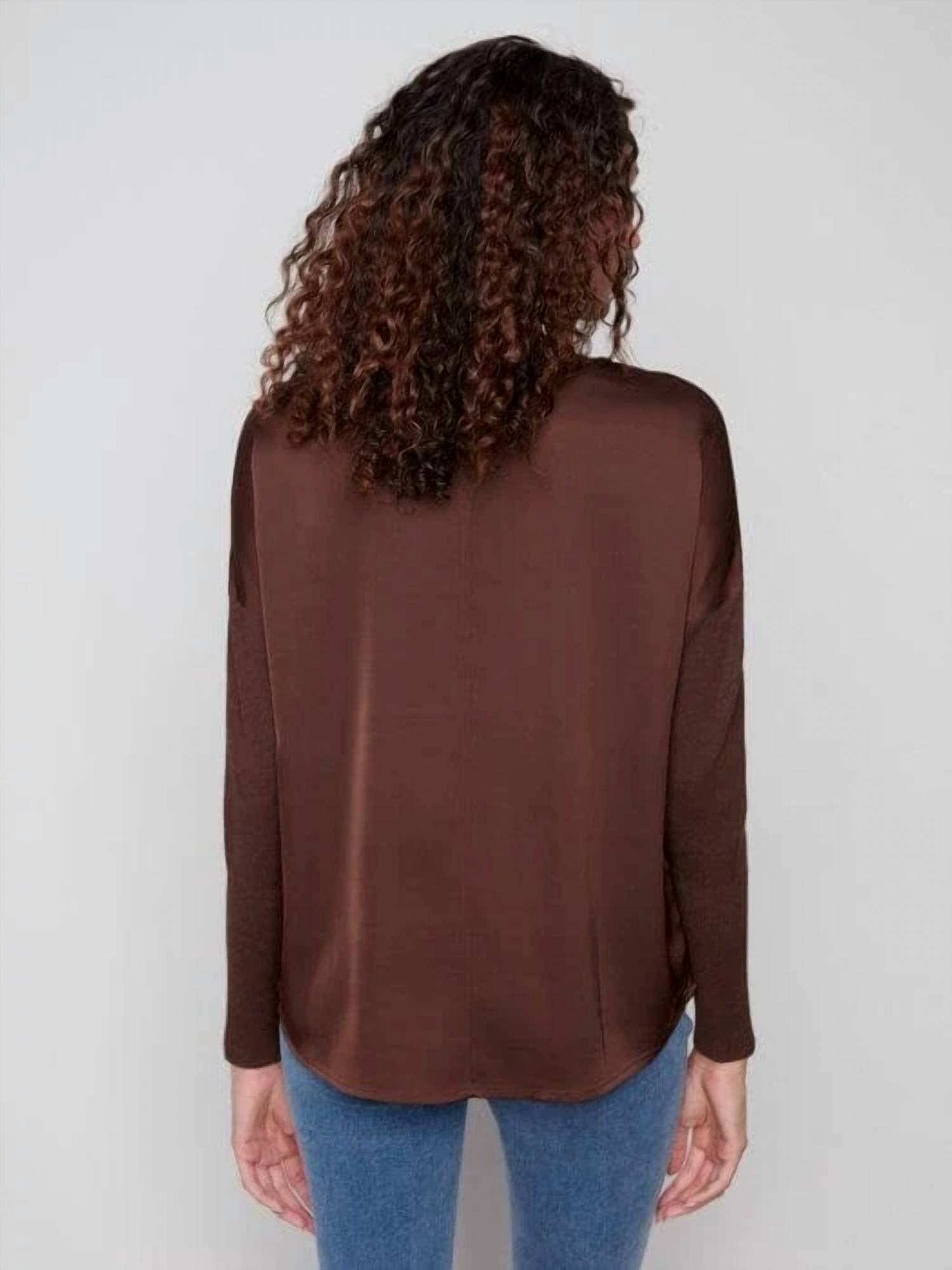 Charlie B - Satin Knit Drop Shoulder Top