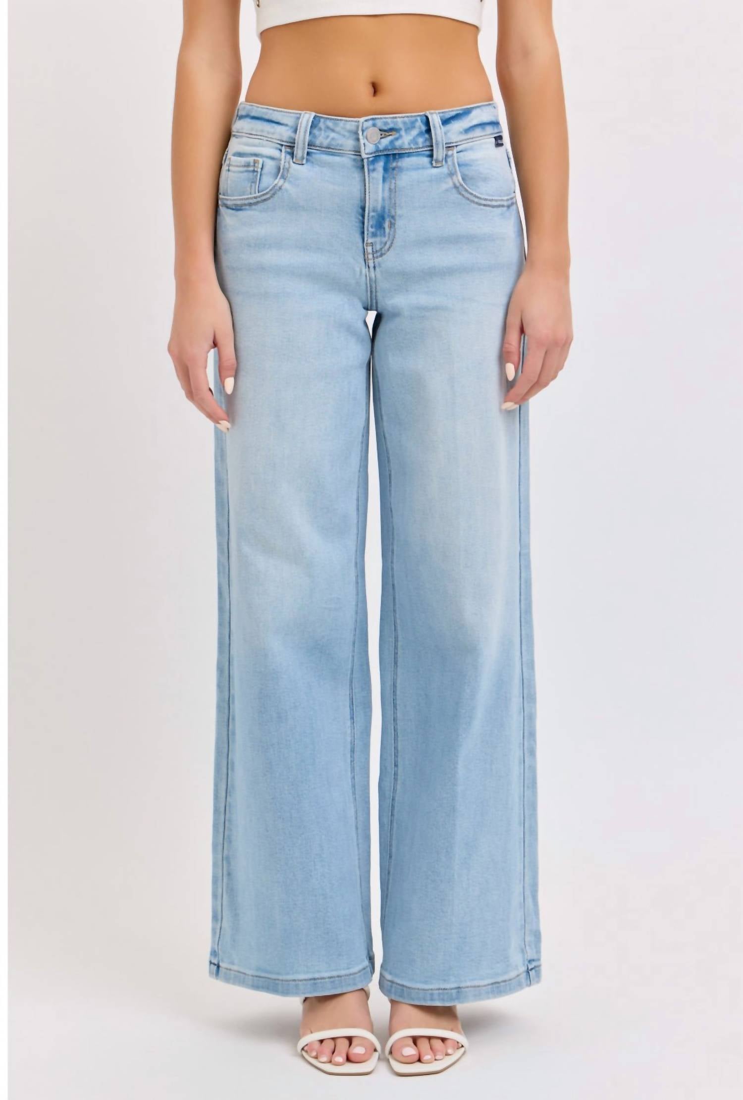 CELLO Low Rise Wide Leg Jeans in light wash - women's jeans - alternate view