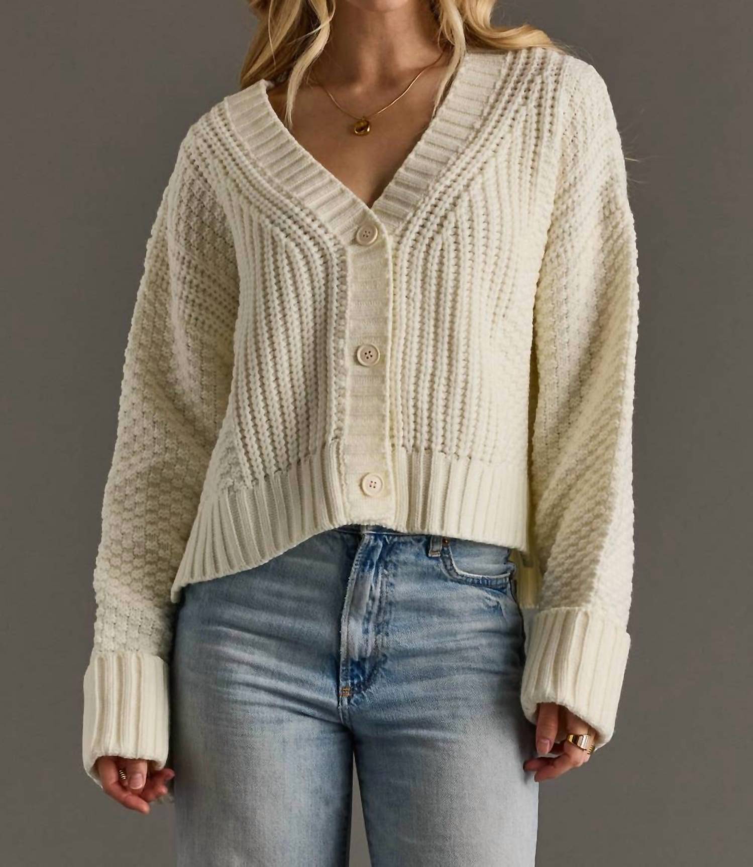 Panache Apparel - Knit Cropped Button Up Cardigan Top