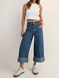 Ee:Some - Harbor Stripe Wide Leg Jeans