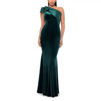 Aqua - One-shoulder Velvet Evening Gown