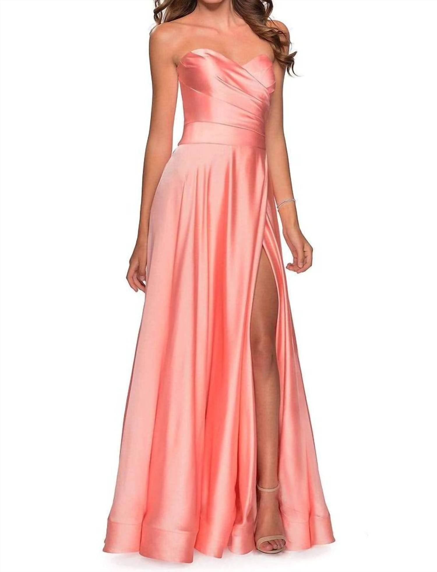 La Femme - Strapless Peach Ballgown Dress