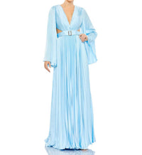 Mac Duggal - Cutout Lace-up Back Pleated Satin Gown