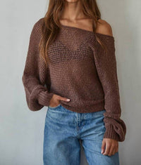 By Together - Knit Crochet Round Neck Long Sleeve Sweater