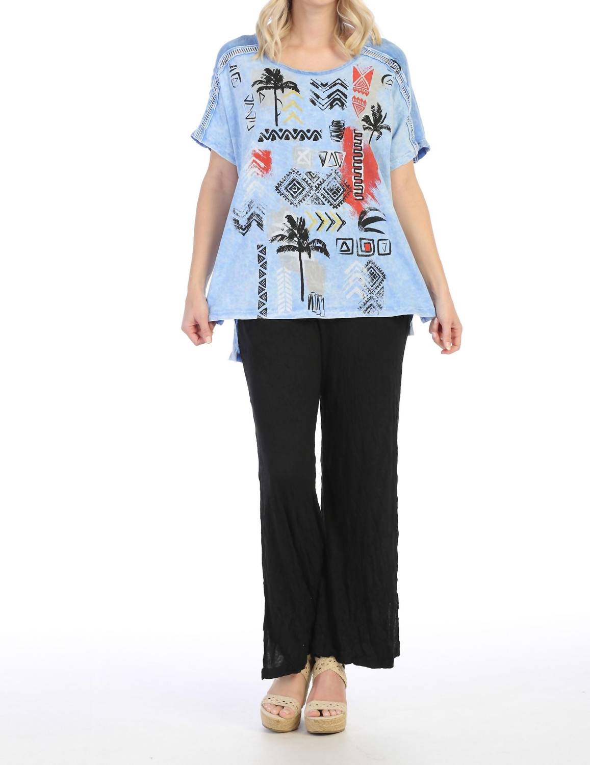 Jess & Jane - Summer Time Contrast Mineral Washed Cotton Top