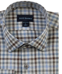 Scott Barber - Men's Brushed Cotton Gingham Long Sleeve Shirt