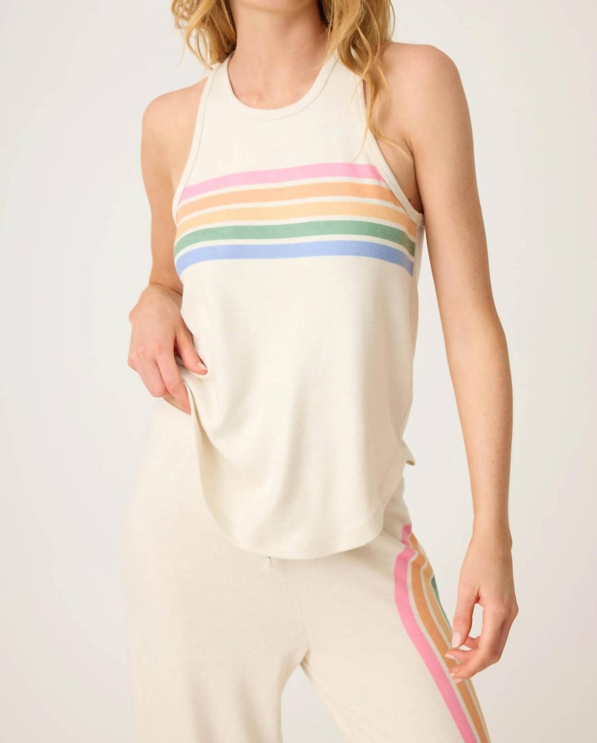 PJ Salvage Over The Rainbow Tank Top in light oatmeal - women's tank top