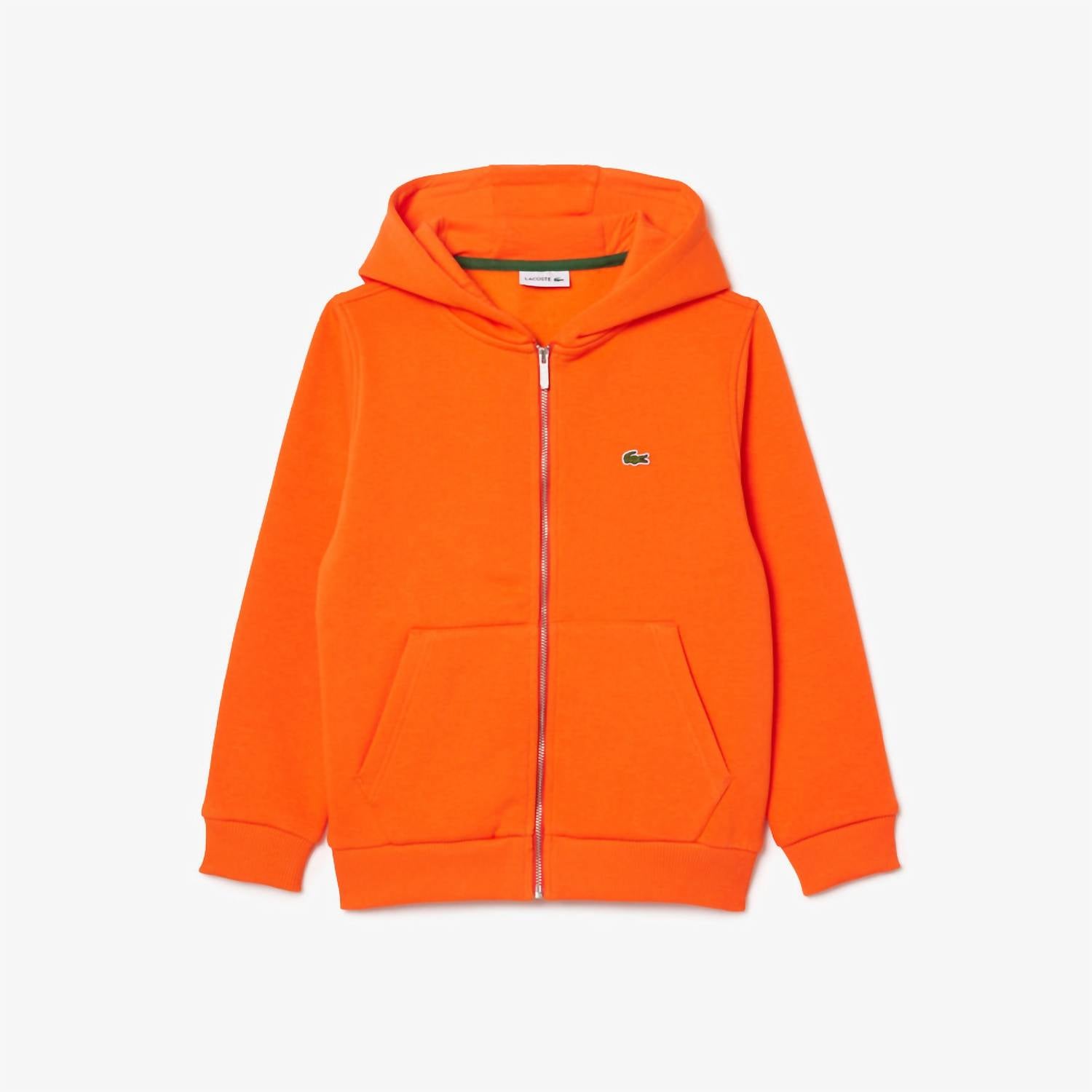 Lacoste - Kids Unisex Kangaroo Pocket Zip-up Hoodie Top
