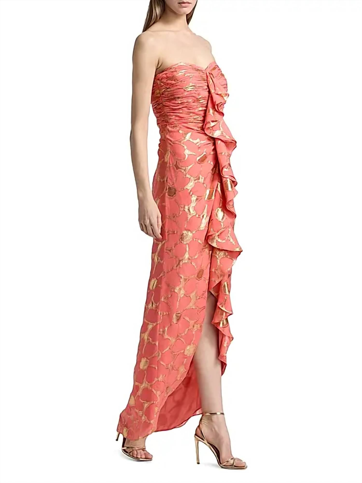 Ramy Brook - Daisy Goldie Floral Strapless Gown