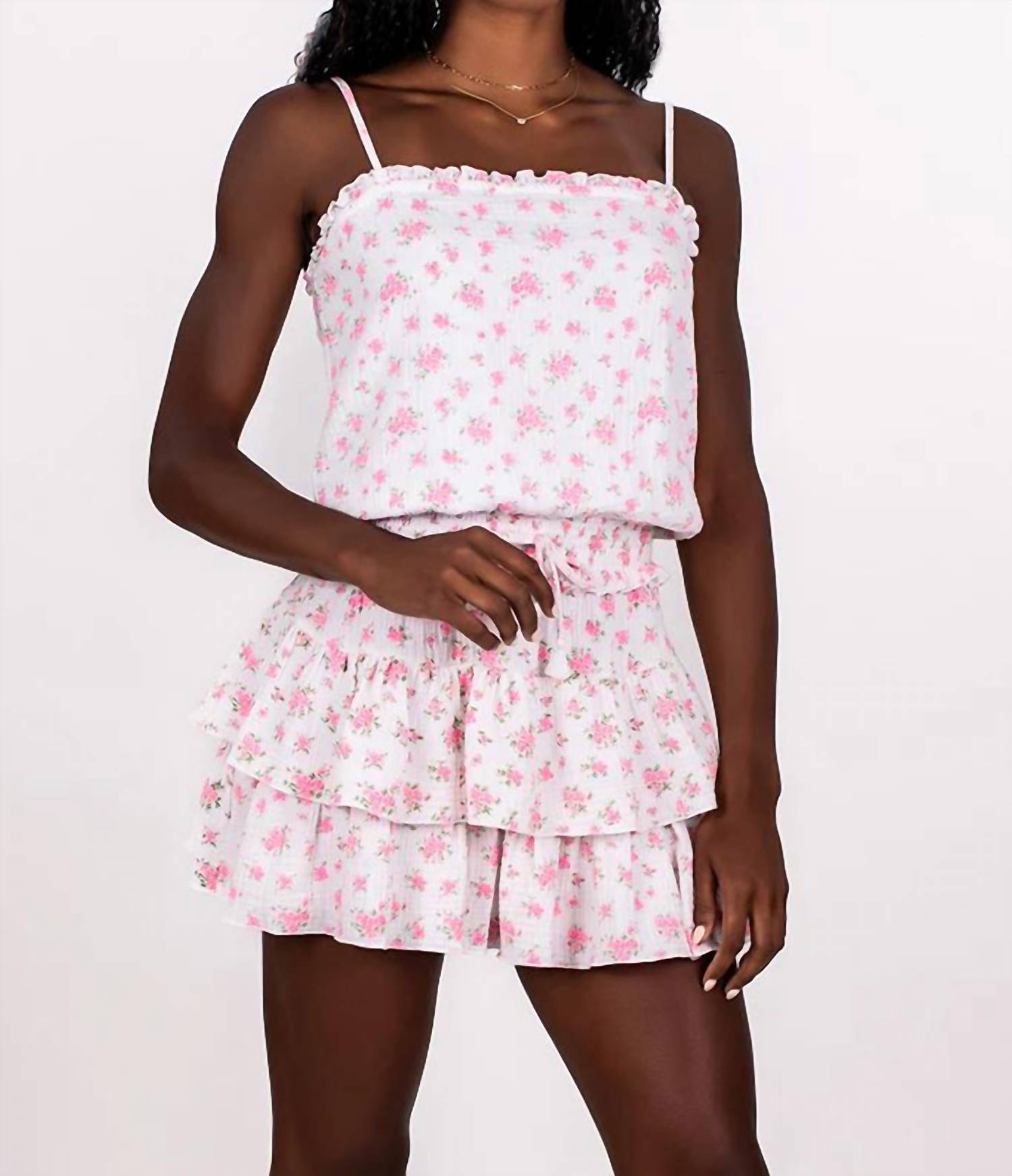 Flowers By Zoe - Ditsy Floral Cinch Waist Ruffle Dress